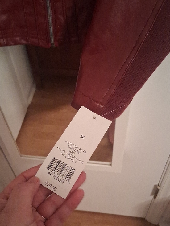 Faux Leather Moto Jacket - Rust Brown - Picture 8 of 14